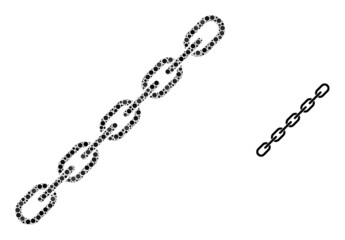 Chain vector mosaic of circle dots in variable sizes and color shades. Circle dots are organized into chain vector mosaic. Abstract vector design concept.