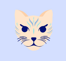 Fototapeta na wymiar pink realistic cat face illustration
