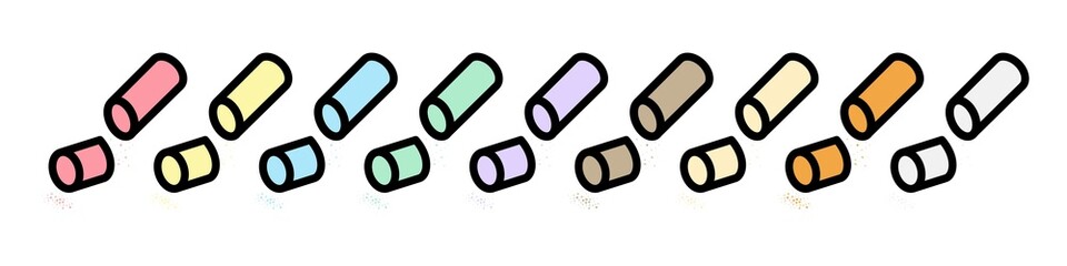 Pieces of chalk Icon design, colorful chalk. Broken chalk icon. Draw a picture on a white background.
