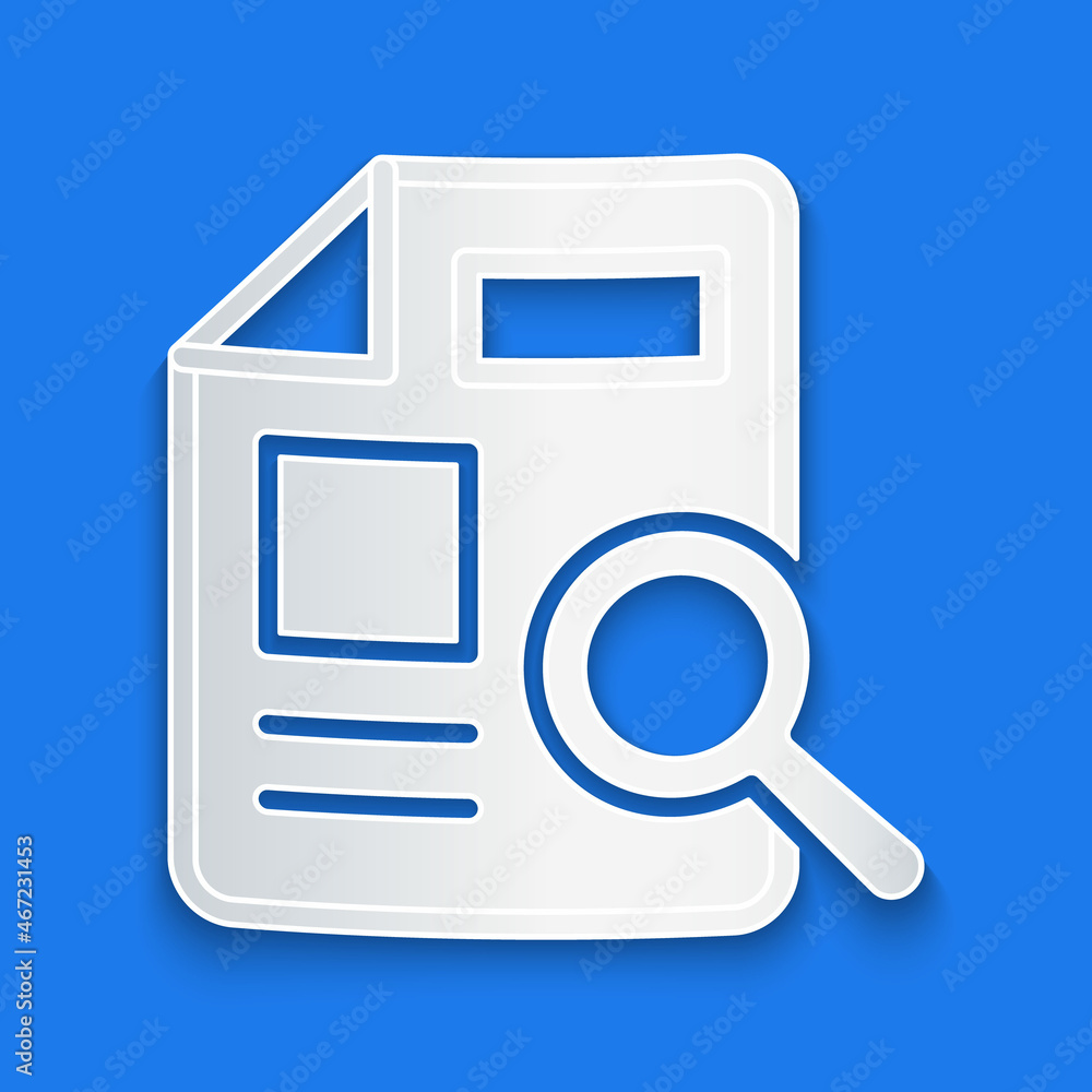 Aufkleber paper cut document with graph chart icon isolated on blue background. report text file icon. account