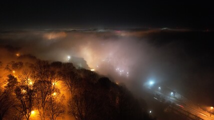 Fototapeta na wymiar Foggy cityscape
