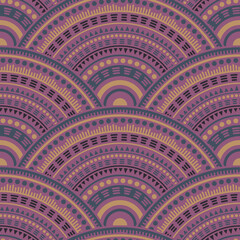 Ethnic circle shapes seamless geometric pattern.