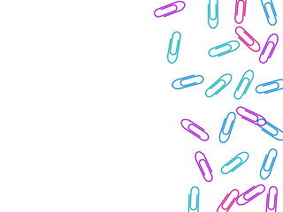 Stationary paperclips isolated on white background