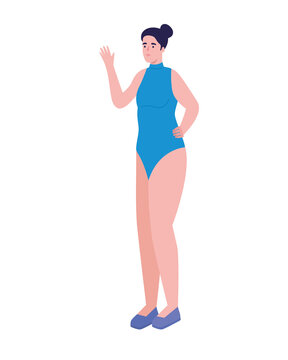 athletic woman with swimsuit