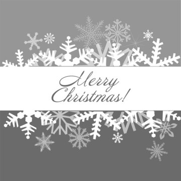 Merry Christmas. Gray background with snowflakes. Vector illustration