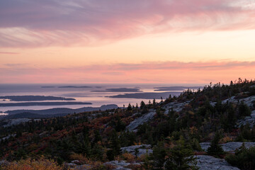 Sunset at Cadillac Mountain in Acadia National Park in the Fall