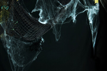 web on a black background place for note