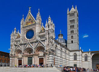 The magnificently decorated Cathedral of Siena, Italy, Europe - obrazy, fototapety, plakaty