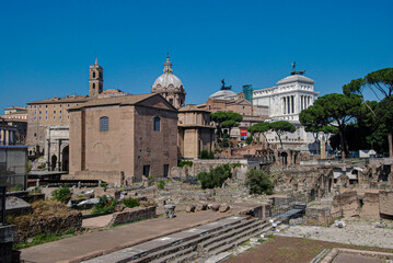 The Curia building of the Roman Senate in the forum romanum. Rome, Italy