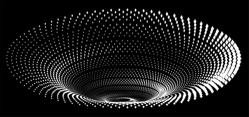 Tunnel or wormhole. Digital wireframe tunnel. 3D Design Element