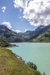 Naklejka na ściany i meble Silvretta mountain lake in Austria in Alps