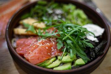 poke bowl, proper nutrition, natural food, healthy food, salad, vegetables, microgreens