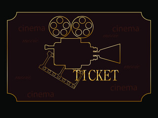 The front side of the invitation to the cinema. Poster.