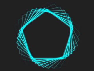 【五角形】シンプルネオン残像イメージ【シアン】