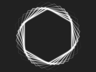 【六角形】シンプルネオン残像イメージ【ホワイト】