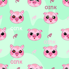 Cute funny pig concept seamless pattern. Vector hand drawn cartoon kawaii character illustration icon. Cute kawaii pig cartoon seamless pattern concept