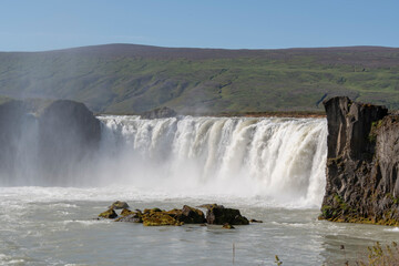 Landscape of water crashing at Selfoss waterfall Golden Circle Iceland