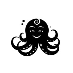 Octopus silhouette isolated on white background - vector