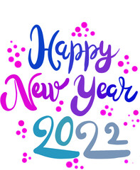 2022  NEW YEAR script text hand lettering. Design template Celebration