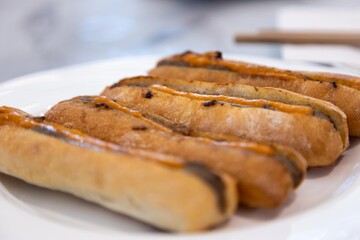 Delicious mini baguette, pate, vietnamese banh mi