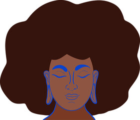 Abstract woman portrait. Afro  black skin girl. Fashion illustration.