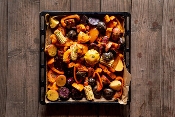 roasted vegetables with herbs and spices