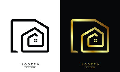 modern home or house line art