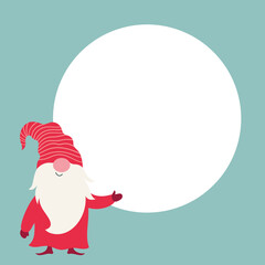 Cute Gnome , Christmas banner with place for your text. Christmas greeting card. Happy New Year. Merry Christmas. Seasons Greetings.	

