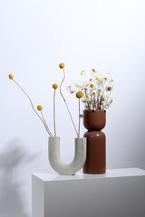 Vases with dry bouquets