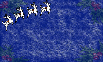blue christmas background with reindeer