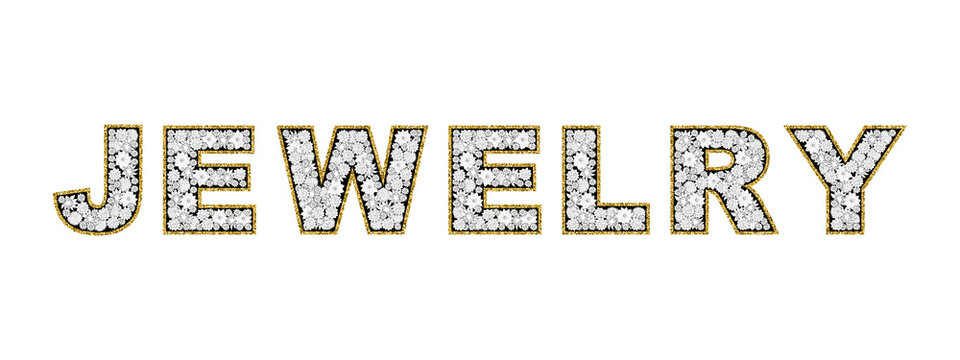 Sign Jewelry Store. Elite Golden Font. Luxury Alphabet Letters and Numbers
