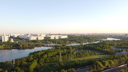 Fototapeta na wymiar Moscow, Borisovskie prudy from sky (quadocopter view)