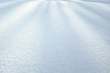 Biała powierzchnia śniegu. Faktura, struktura, głębia ostrości, tło, naturalne światło, cienie i blaski. Zima.