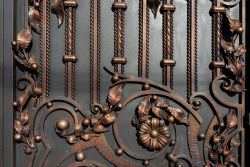 Fototapeta na wymiar Decorative forged elements of metal, forged gates