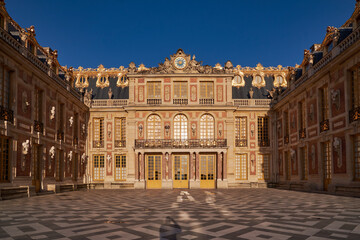 The Beautiful Facade of Chateau de Versailles (Palace of Versailles) with Golden Details near...