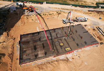 Preparing Formwork for First Floor Slab at construction. Formworks and pouring concrete. Сoncrete...