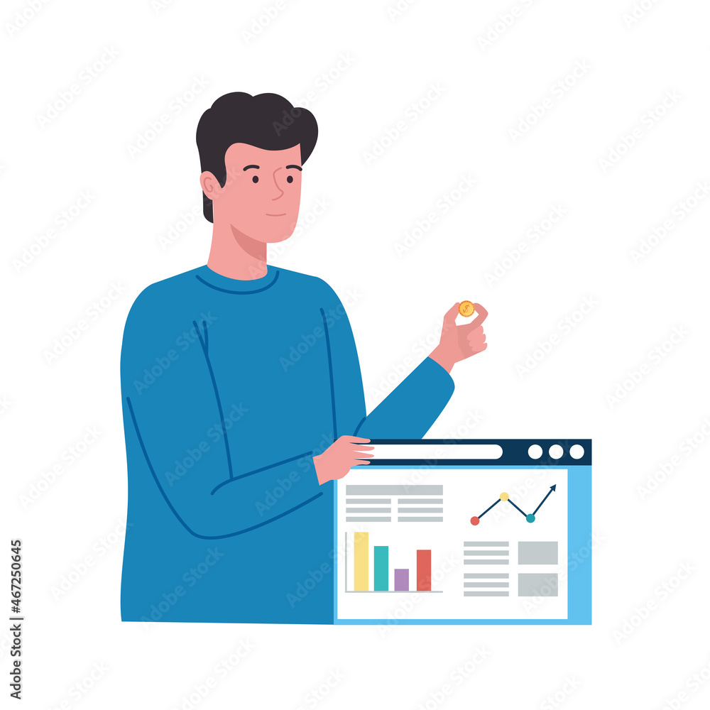Poster man with webpage