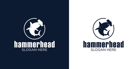 Hammerhead silhouette logo design template