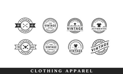 Set of Classic Vintage Retro Label Badge for Clothing Apparel Circle Logo Emblem Design Template Element