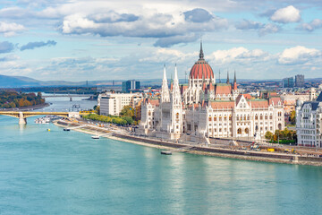 Budapest cityscape with Hungarian parliament building and Danube river, Hungary