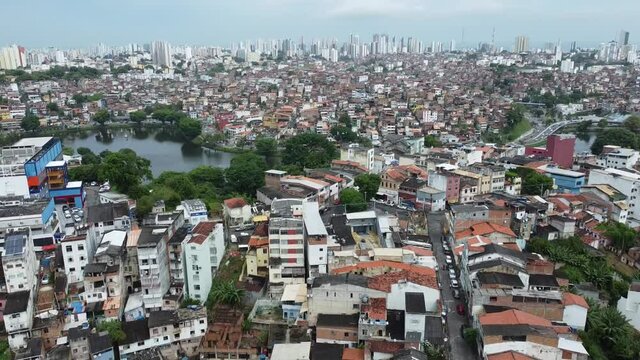 salvador, bahia, brazil - november 3, 2021: aerial view of popular dwellings in the central region of the city of Salvador.