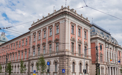 Corner of Palace of Justice - Court of Appeal and Tribunal in Cluj Napoca city, Romania