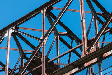 closeup of old heavy duty gantry crane