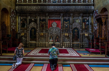 Iconostasis in Orthodox Cathedral of Dormition of Theotokos in Cluj Napoca city, Romania