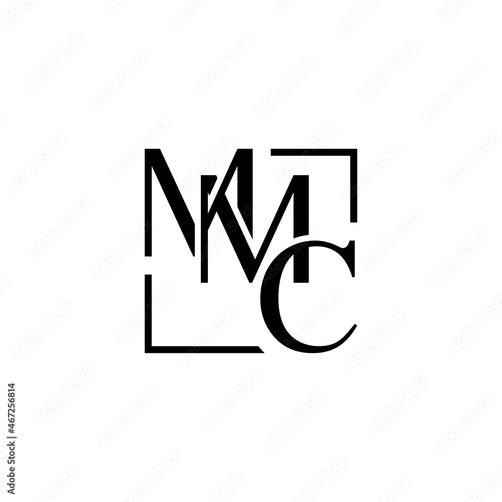 Wall mural initial letter MMC square line logo vector