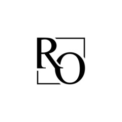 initial letter RO square line logo vector