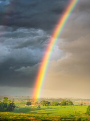 Amazing rainbow in the countryside