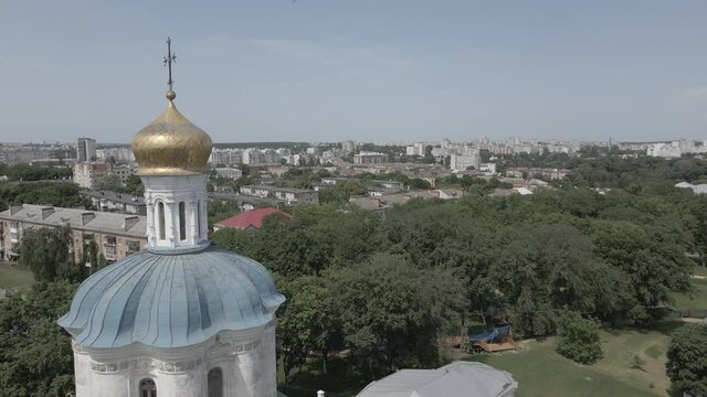 Air view from the drone to the city of Chernihiv in Ukraine