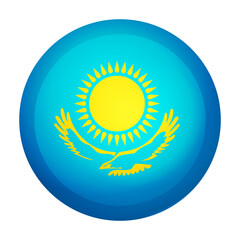 Glass light ball with flag of Kazakhstan. Round sphere, template icon. Kazakh national symbol. Glossy realistic ball, 3D abstract vector illustration highlighted on a white background. Big bubble
