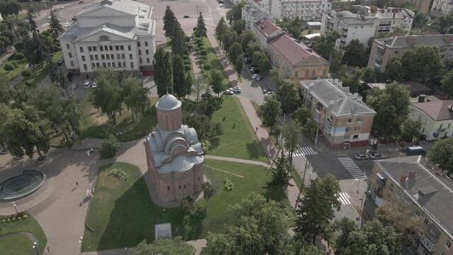 Air view from the drone to the city of Chernihiv in Ukraine